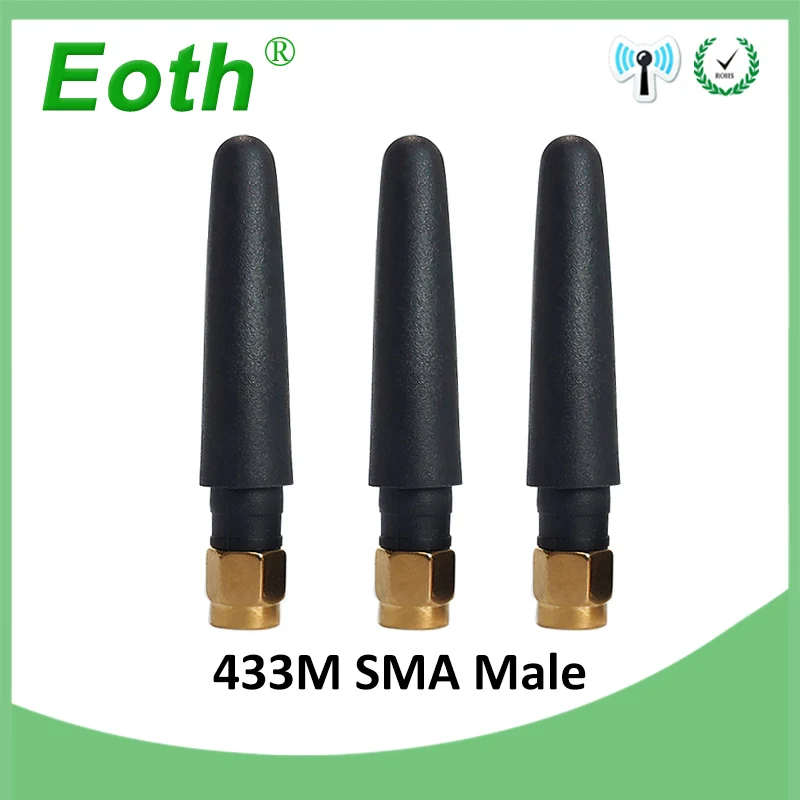 EOTH 10pcs 433mhz antenna 2~3dbi sma male lora antene pbx iot module lorawan signal receiver antena high gain
