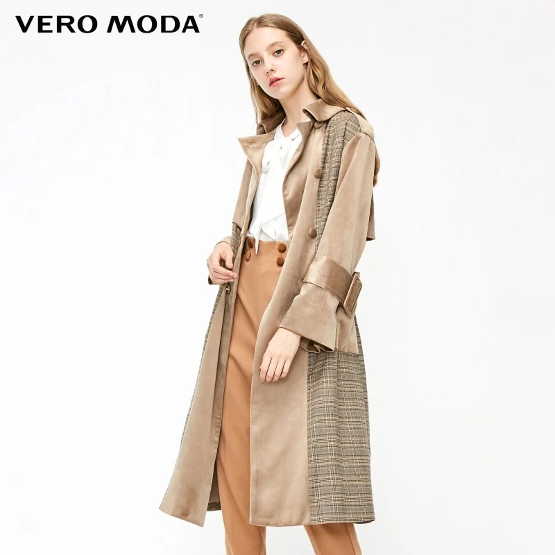 Vero Moda бархатный двубортный плащ в клетку кофта куртка женская| 318409507|Женские