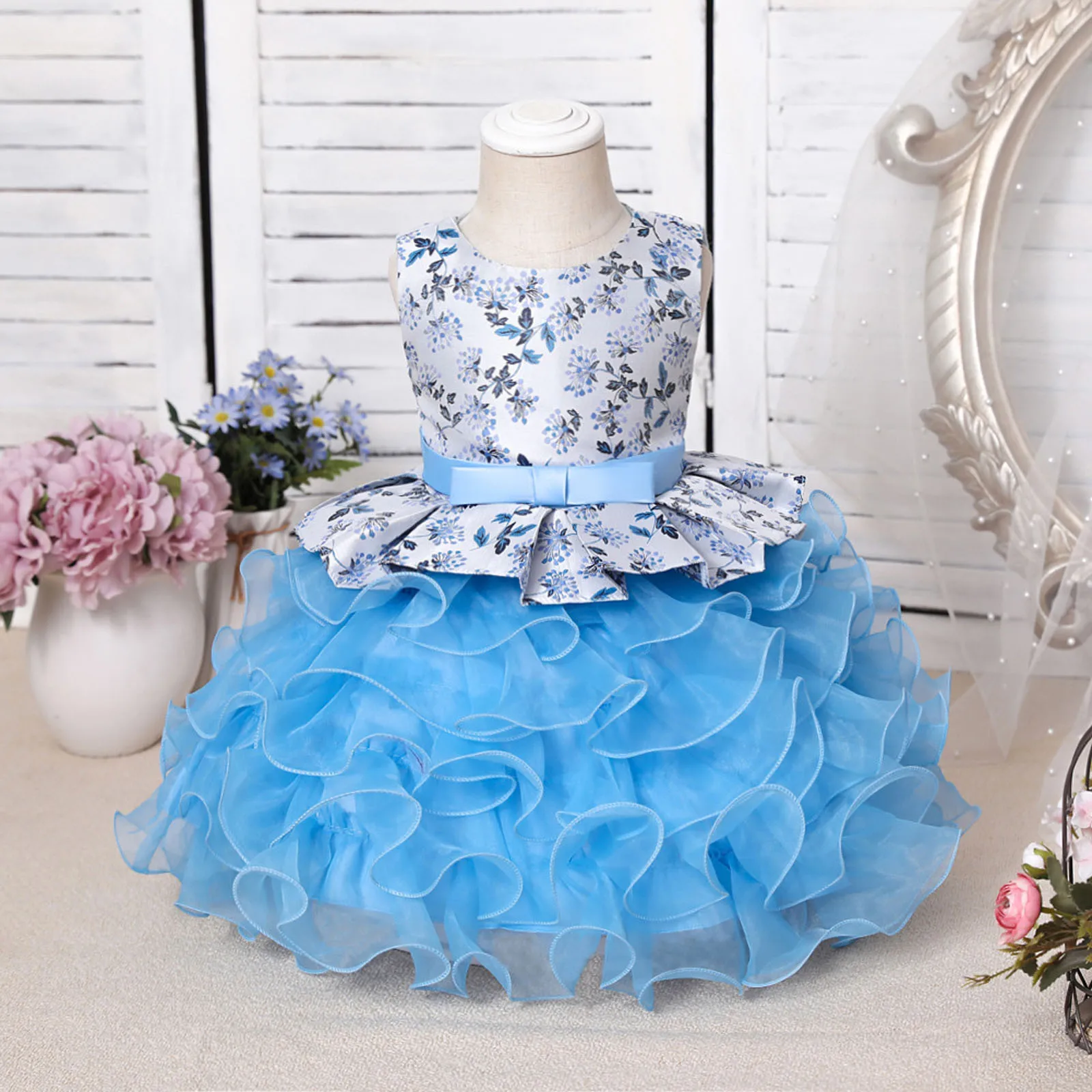 4 вида стилей детское кружевное бальное платье принцессы с цветочным рисунком