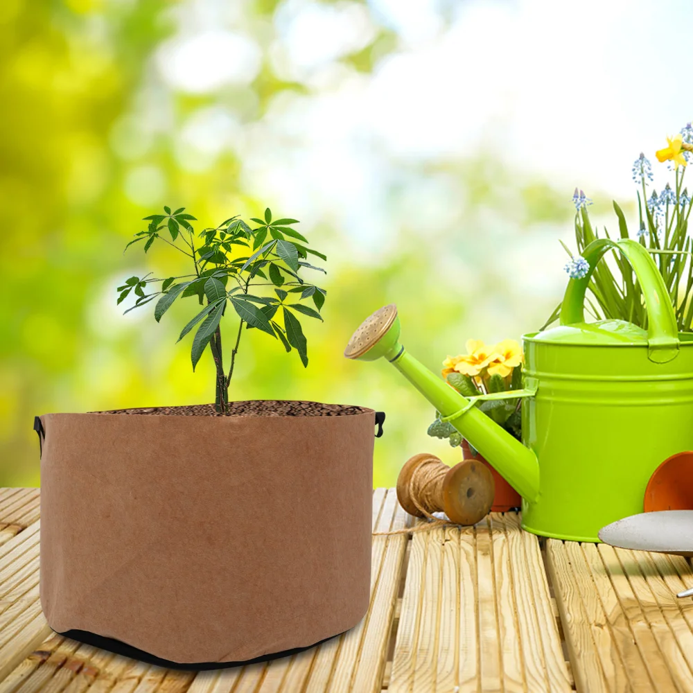 

2 Pcs Garden Planting Bags Breathable Plant Growing Bags Planting Pouch (Khaki)