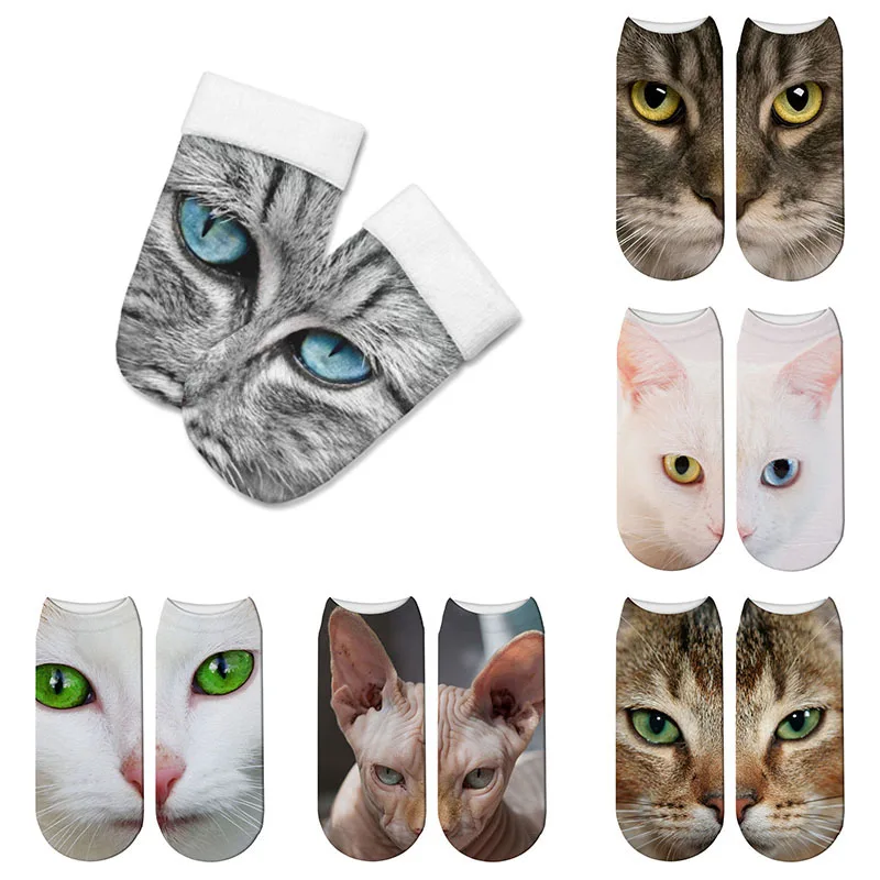 Новые носки с принтом кошка милый каваи для женщин из хлопка забавные женские