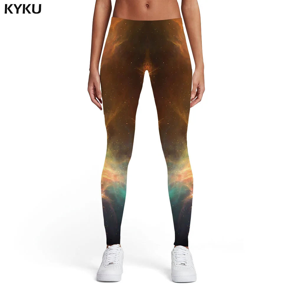 KYKU galaxy Леггинсы женские Aurora 3d ПРИНТ зеленые женские туманности эластичные Harajuku леггинсы женские s легинсы, штаны для фитнеса джеггинсы
