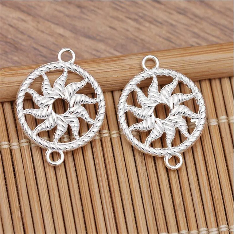 

SIXTY TOWFISH 20 Pieces DIY Jewelry Accessories 21*16mm Alloy Ancient Retro Style Materials Flower Charms
