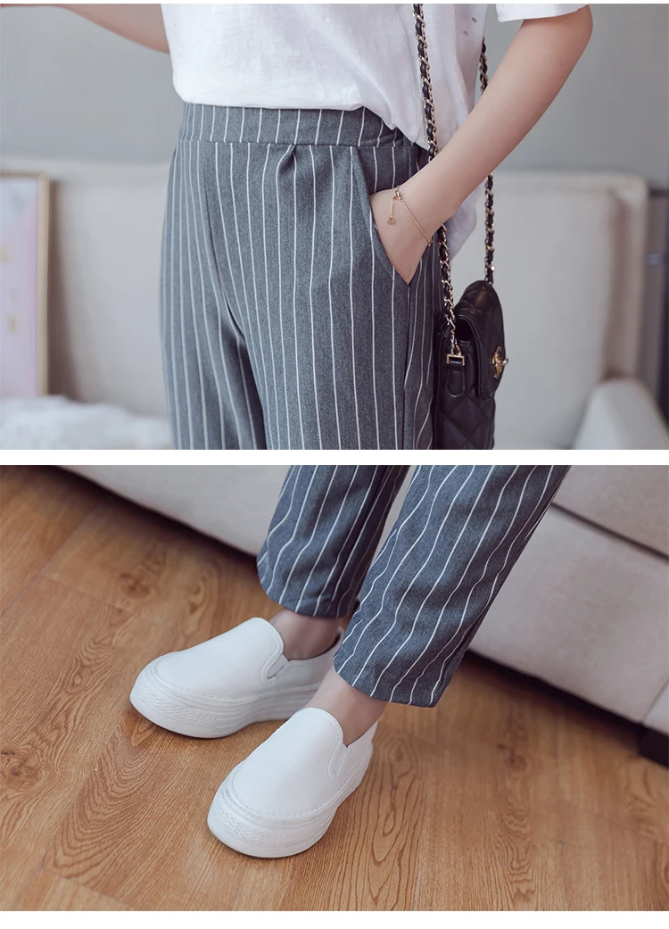 Модные женские брюки 2021 Весенняя офисная одежда полосатые шаровары повседневные