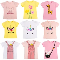 2021 new summer 1 8 years girls unicorn catoon t shirt tops kids short sleeve cotton print shirts children clothing