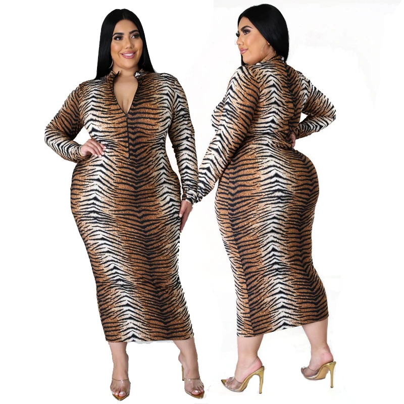

Party Club Outfit Birthday Dress for Women Long Sleeve Dresses Plus Size Leopard Dress Elegant Wholesale