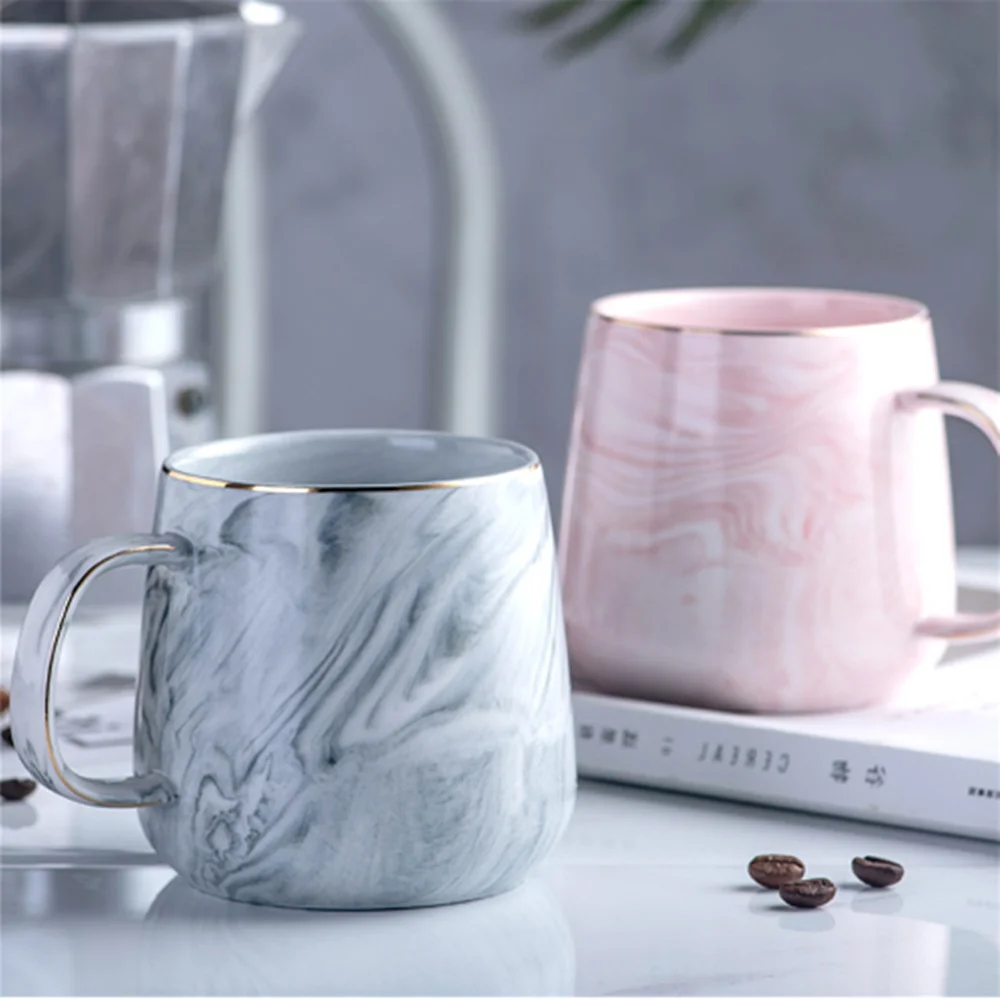 

Europe Milk Coffee Mugs Marble Gold Inlay Mug Breakfast Mug Office Home Drinkware Tea Cup 400ml for Lover's Gifts