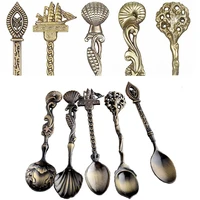 5pcs vintage royal bronze carved spoon set high quality creative luxury metal alloy gold scoop teaspoon kitchen accessories