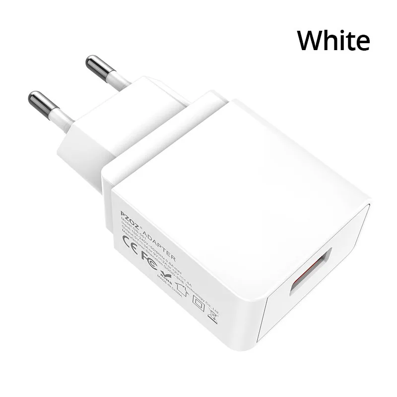PZOZ Быстрая зарядка 3,0 USB зарядное устройство быстрое зарядное устройство 18 Вт ЕС настенный usb портативный адаптер зарядное устройство кабель для мобильного телефона для samsung S10 S9 S8 - Тип штекера: White EU Plug