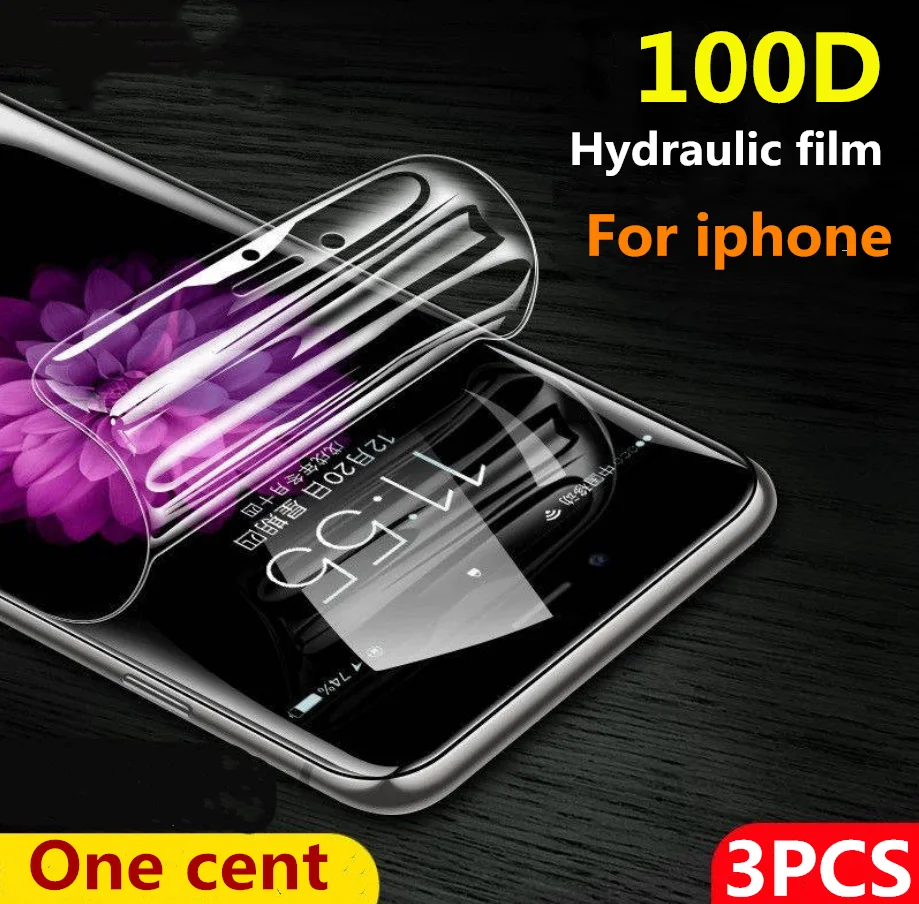 3 шт. 35D Гидрогелевая пленка для iPhone 7 8 Plus 6 6s Защитная экрана X XS XR Max 11 Pro мягкая