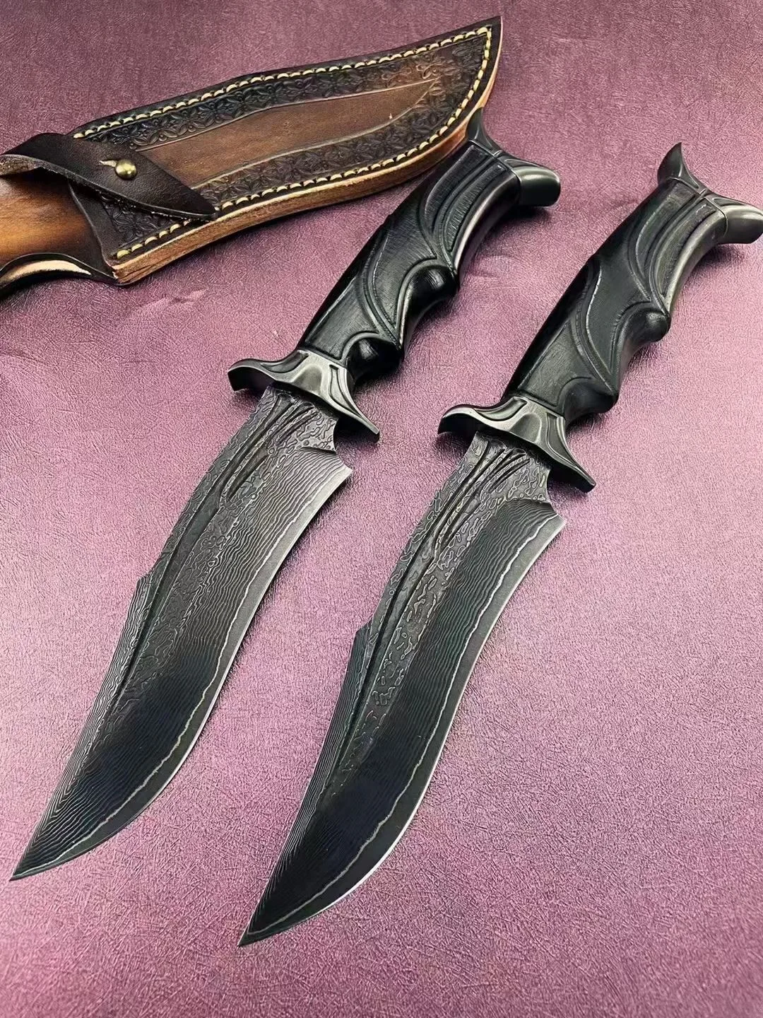 

High Hardness Fixed Damascus Blade Tactical Knife Outdoor Survival Equipment Hunting Straight Knife Mountaineering Fishing Knife