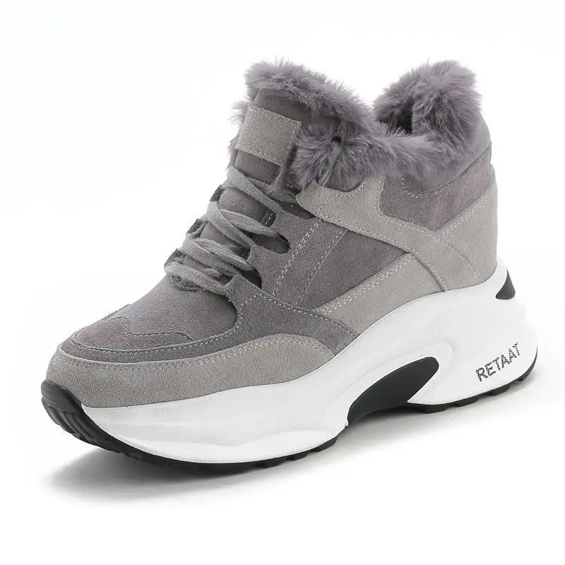 

Women's Sneakers Shoes Thick Platform Fashion Casual Shoes Woman Boots Plush Warm Footwear Women Hook Loop Female Shoes