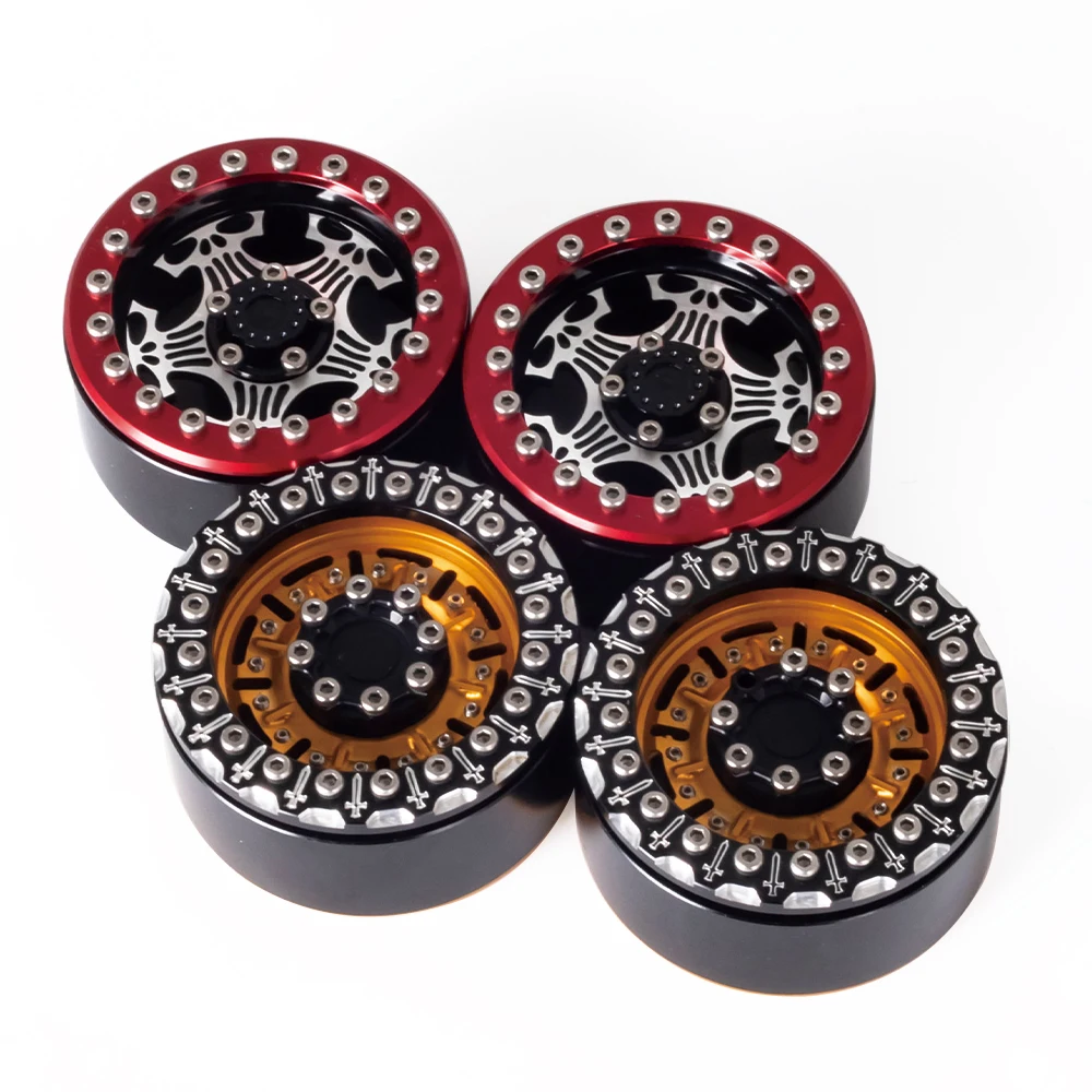 

4pcs 1.9 Inch Metal Retro Wheel Hub Rims with 12mm Adapter for 1/8 1/10 RC Crawler Car TRX4 Axial SCX10 CC01 D90 YK 4102