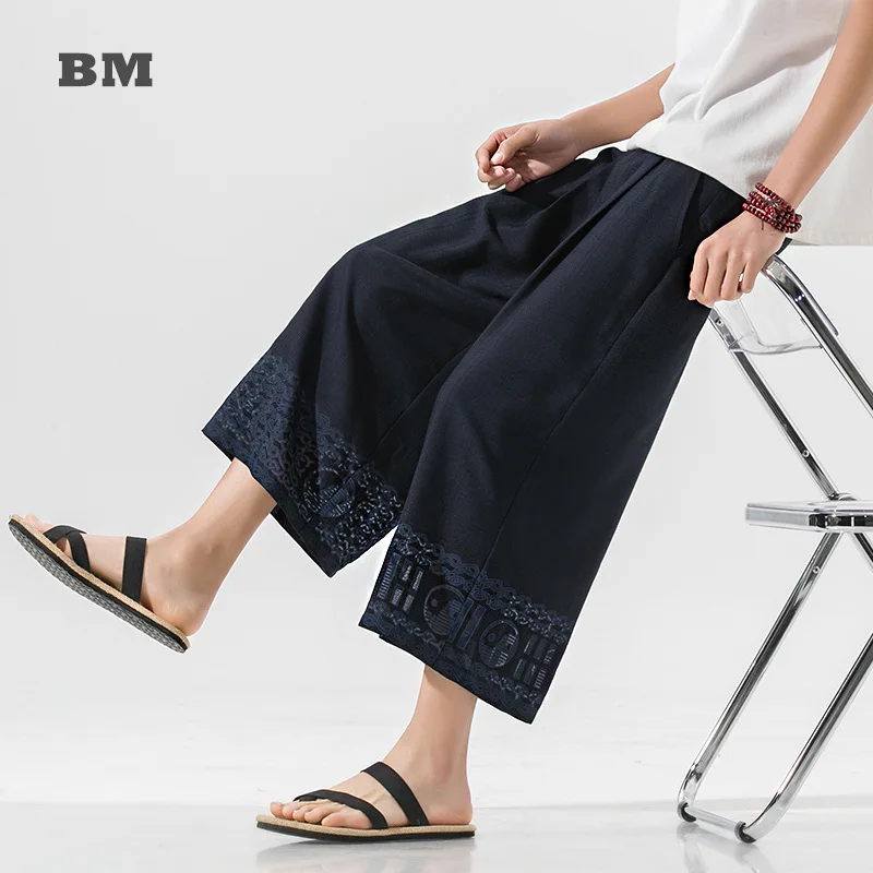 Летние свободные тонкие повседневные брюки в китайском стиле модель 2021 года