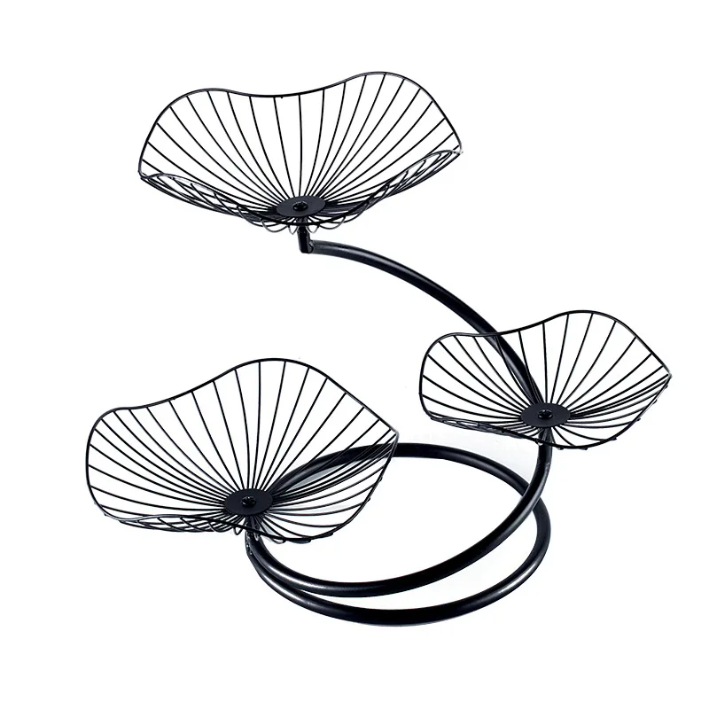 

Nordic fruit plate creative modern living room household three layer simple iron art multi-layer