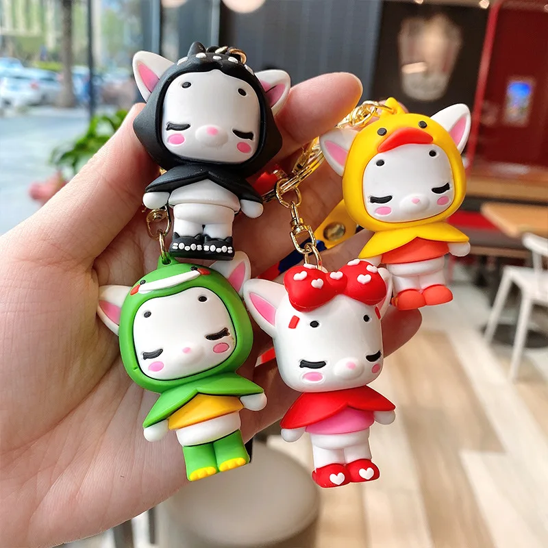 

Cute Headgear Deer Doll Cartoon Keychain Pvc Epoxy Bag Fashion Animal Keyring Pendant Student Friend Holiday Gift Accessories