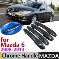 black carbon fiber door handle cover for mazda 6 gh1 atenza 20082013 2010 2011 2012 car accessories stickers trim set chrome