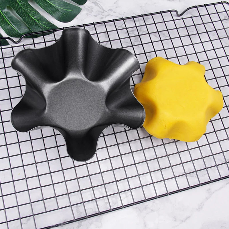 

6/8Inch Non-stick Flower-shaped Baking Bowl Carbon Kitchen Salad Bowl Steel Tortilla Flower-shaped Baking Pan Cake Baking Tools