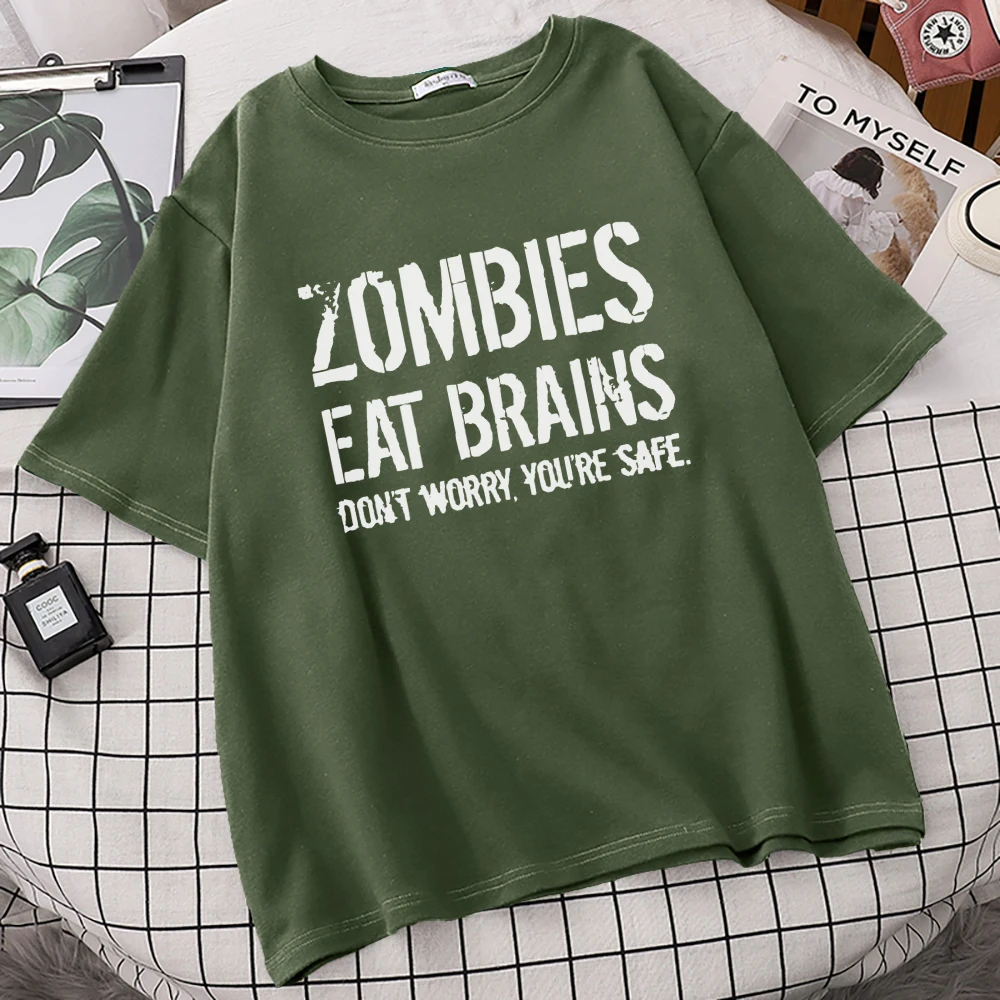 Мужская футболка с принтом зомби Eat Brains повседневная забавная брендовая для