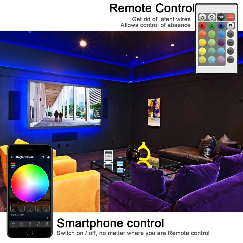 Светодиодная лента RGB 5050 wifi гибкая светодиодная лампа 5 м 10 15 12 В Alexa Google адаптер