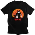 Забавная футболка Cat What, Мужская футболка из мягкого хлопка с короткими рукавами, футболка с рисунком убийцы, черного кота с ножом, футболка с рисунком на Хэллоуин