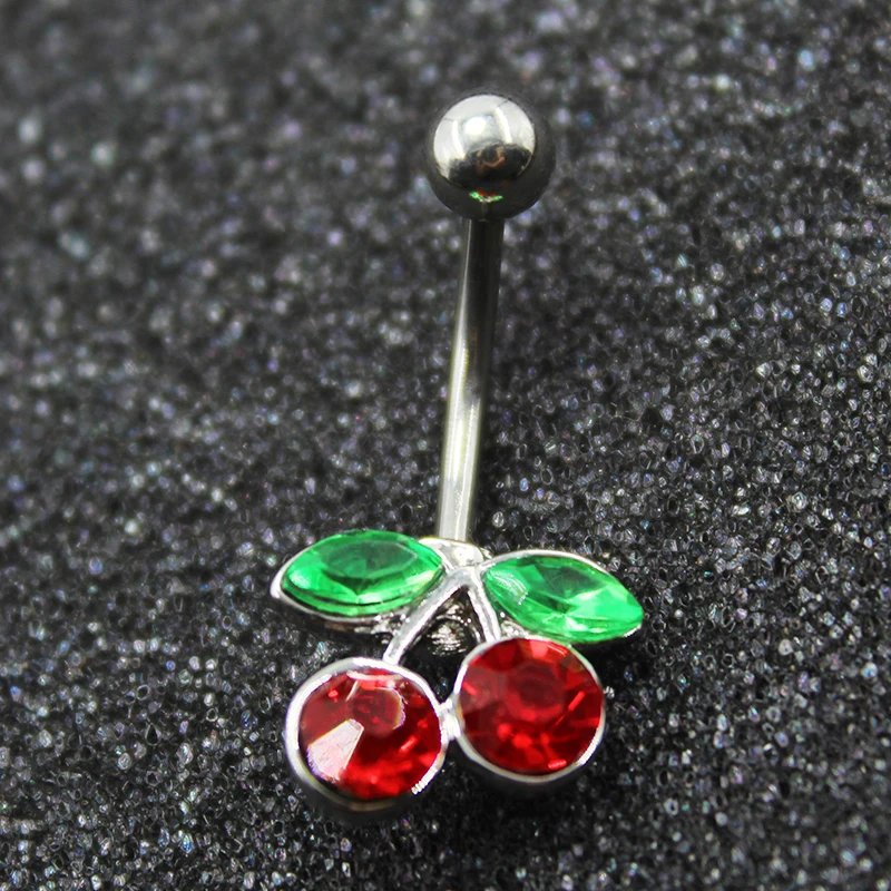 1 шт. красная вишня модный для пупка пирсинг нержавеющая сталь кристаллы стразы