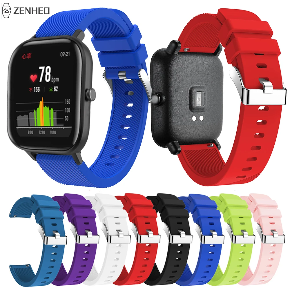 Ремешок силиконовый 20 мм для Xiaomi Huami Amazfit GTS GTS2 2e сменный Браслет часов Pop Pro|Ремешки