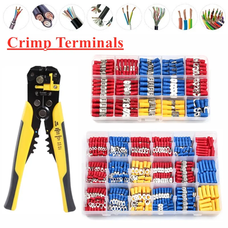 

280/480/1200pcs Insulated Cable Connector Electrical Wire Assorted Crimp Spade Butt Ring Fork Set Ring Lugs Rolled Terminals Kit