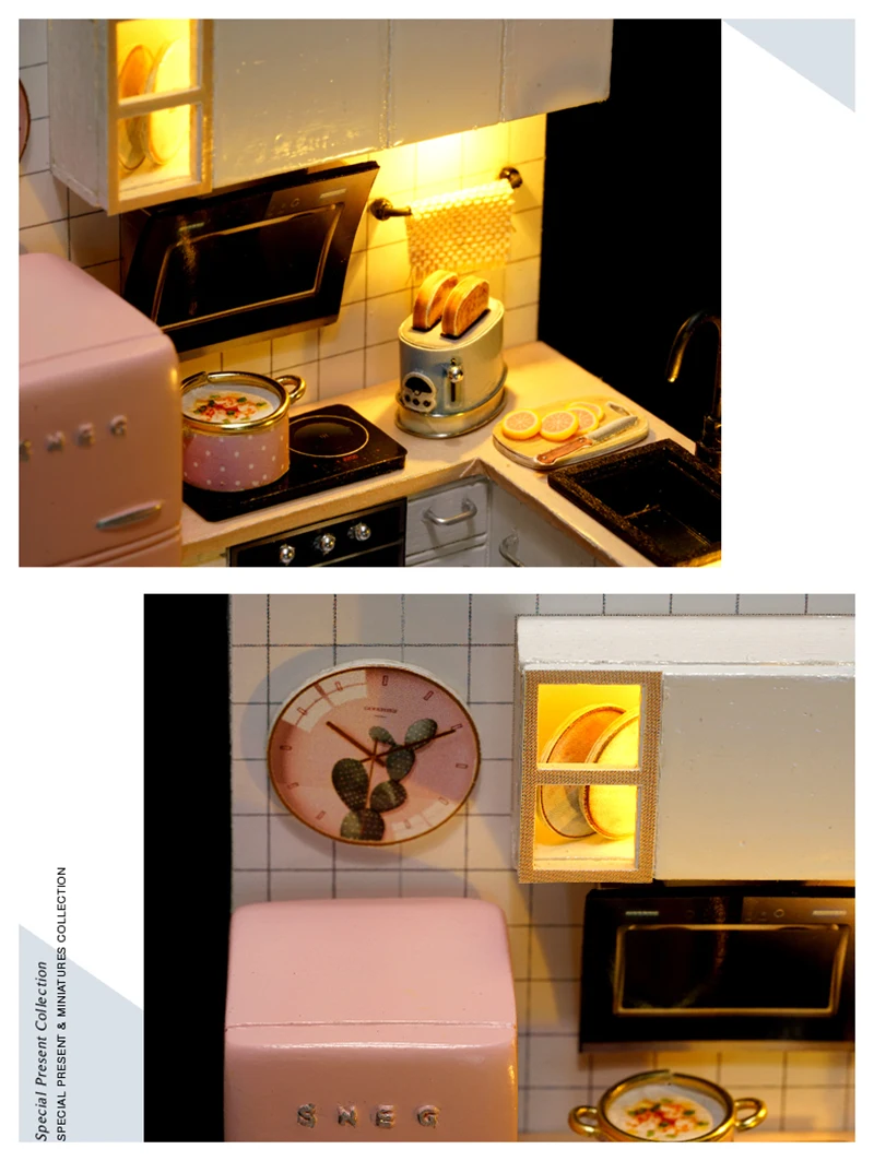 DIY миниатюры кукольный домик Миниатюрный Кукольный домик Модель 3D деревянная игрушка мебель Каса со светодиодный игрушки для детей подарок на день рождения QT025