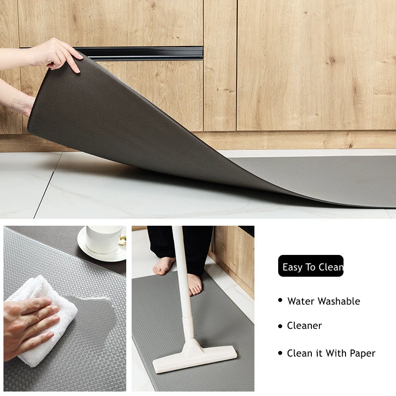 oilwaterproof kitchen carpet durable low rebound anti slip pu bathroom mat decoration long solid floor mat easy to clean rug free global shipping