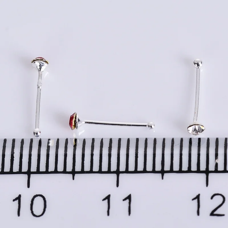 Трендовое кольцо-гвоздики с круглым кристаллом для пирсинга носа 24 шт./кор.