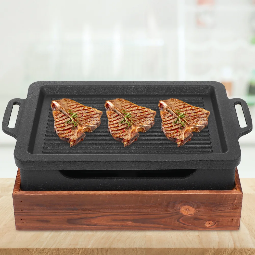 

1 Pc Korean Non-stick Barbecue Grill Household Rectangular Iron Grill Meat Grill (Black)