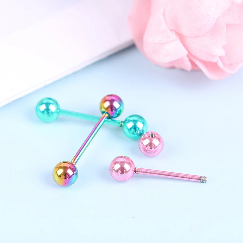 7 цветов/комплект стержни из нержавеющей стали с двумя шариками для пирсинга |