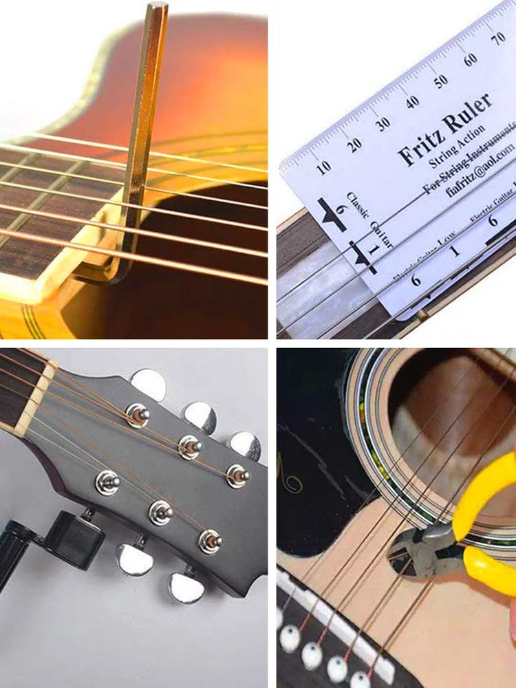 

Guitar Tool Kit Repairing Maintenance Tools String Organizer String Action Ruler Gauge Measuring Tool Hex Wrench Set Files Finge
