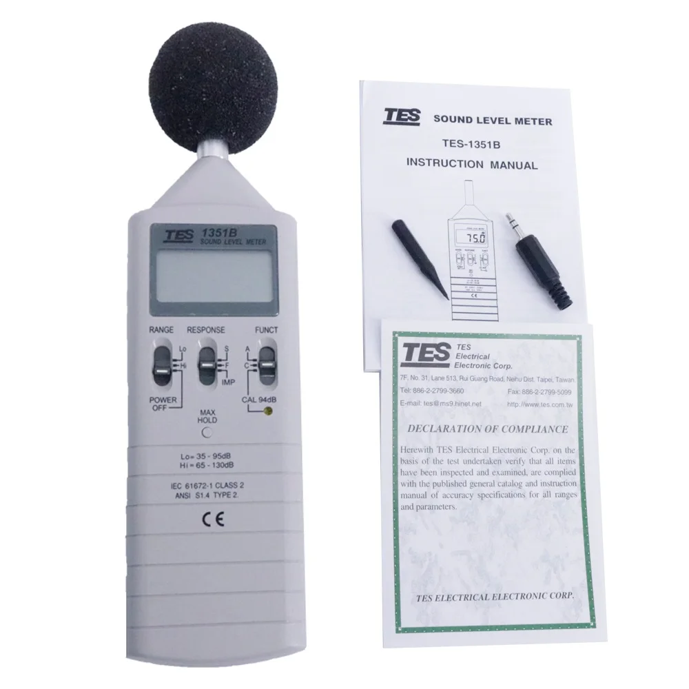 

TES-1351B цифровой измеритель уровня шума, диапазон частот от 31,5 Гц до 8KHzMaixmum Функция удержания, выходной разъем переменного/постоянного тока.