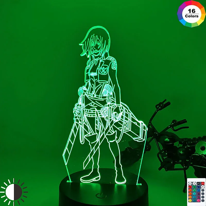 

3d Night Light Attack on Titan Mikasa Ackerman Figure Girl Nightlight for Dorm Room Decor Light Led Usb Battery Lamp Event Prize