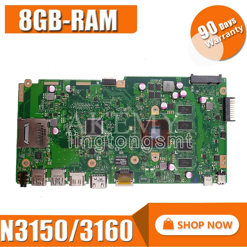 Новинка! X540SA материнская плата для ноутбука REV 2 0 For Asus X540 X540S X540SAA тест ok 8GB-RAM N3150/3160