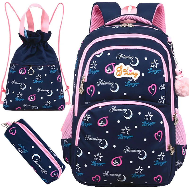 3pcs/set Printing School Bags For Girls Teenager Schoolbag Fashion School Backpacks For Children Kids Travel Bag Bagpack 2021