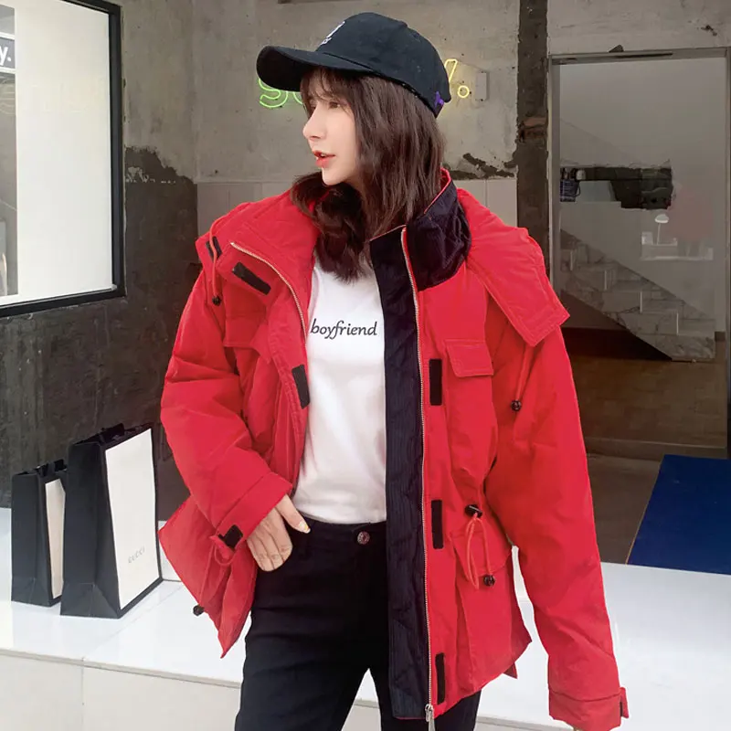 Женское зимнее пальто на белом утином пуху теплое ветрозащитное непромокаемое