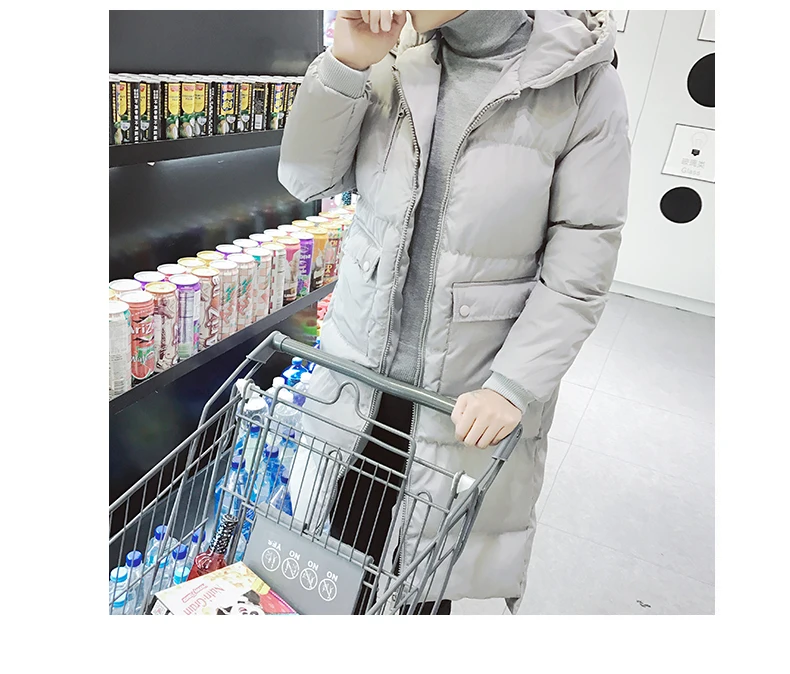 Couples Korean Slim men and women models over knee thickening long down jacket coat cotton men's cotton jacket winter Parkas