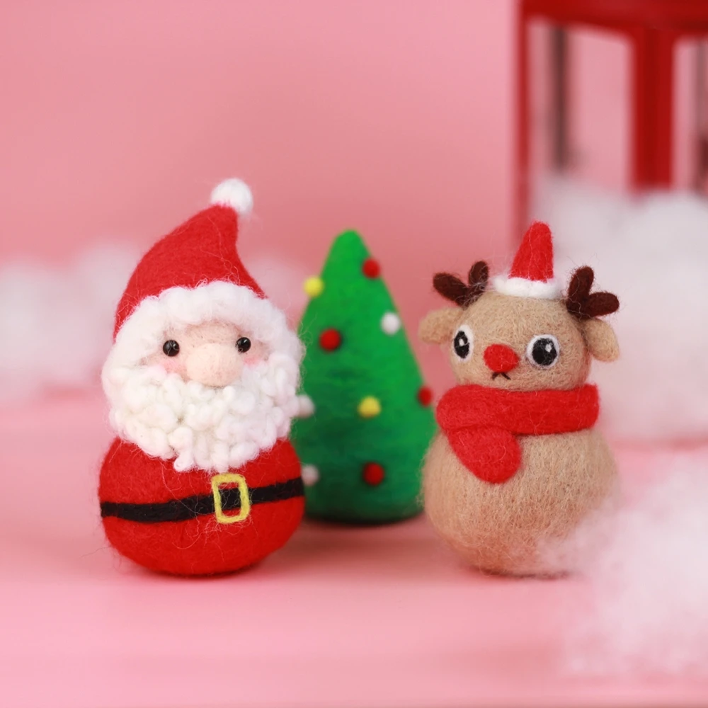 

Felt Christmas Ornaments Craft Supplies Needle Felting Wool Hand Made DIY Set