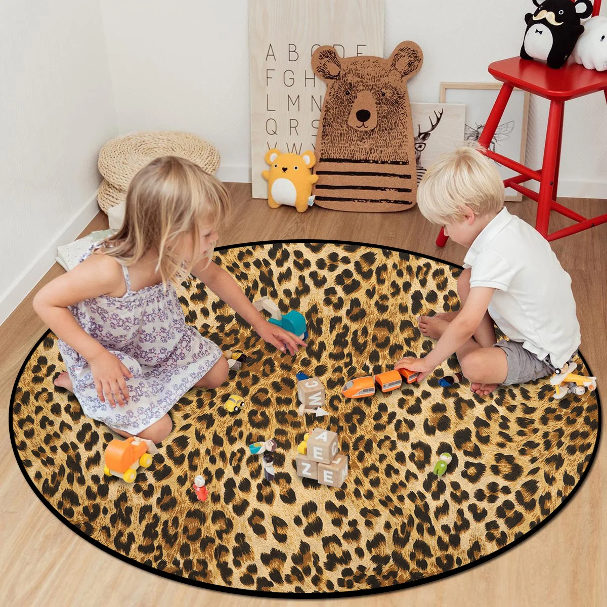 Wild Animald Leopard Round Carpet Cleaner Super Softest Living Room Restaurant Bedroom Picnic Teens Kids Boy | Дом и сад