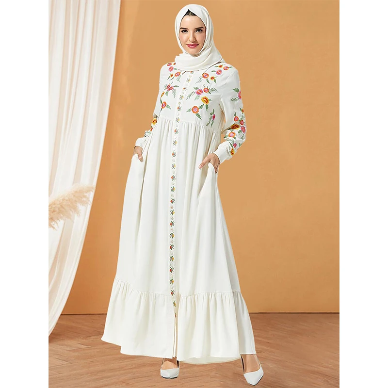 Мусульманское платье в дубайском стиле мусульманская Турция Цветочная вышивка