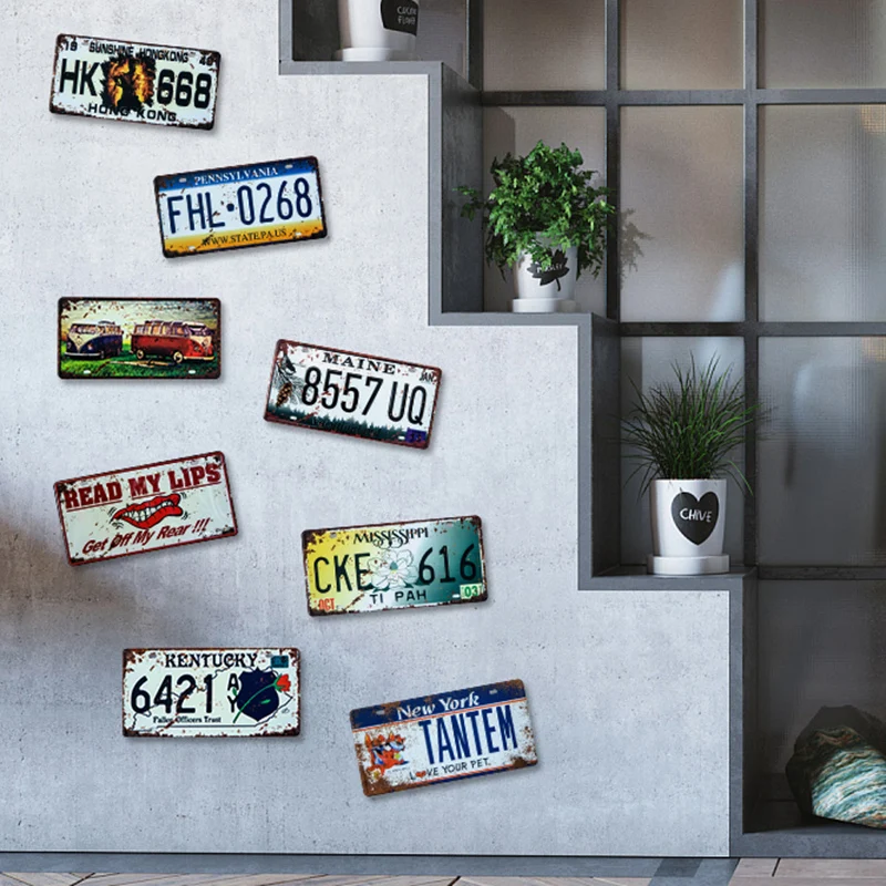 Американские винтажные металлические жестяные знаки американский номерной знак