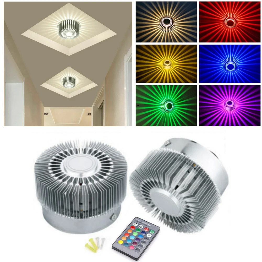 Mounted LED Wall Light RGB Effect Lamp Sunflower Projection Rays AC85-265V Remote Control Corridor 1W/ 3W | Лампы и освещение