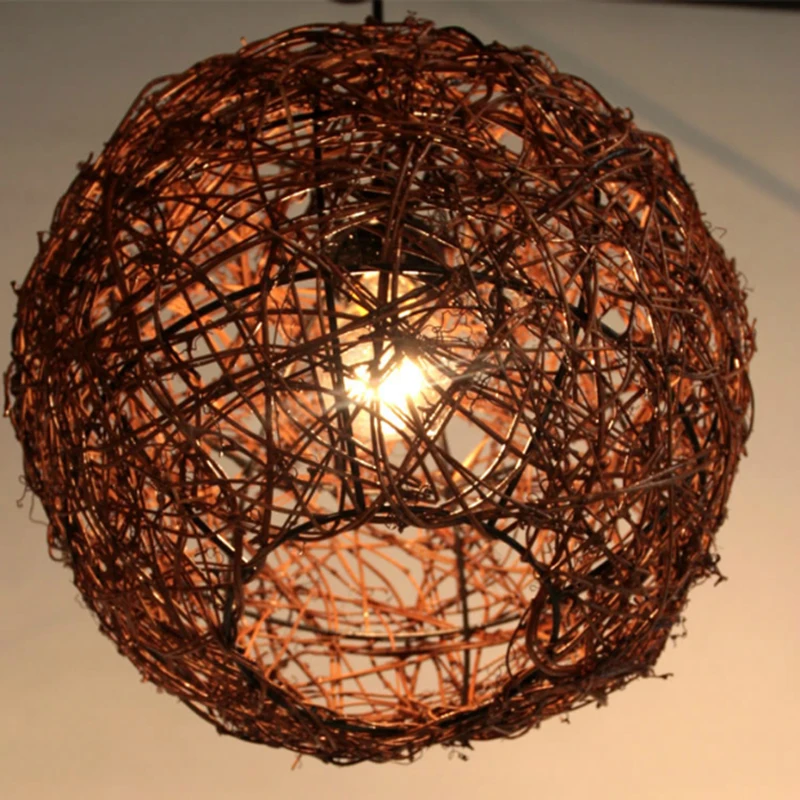 Ретро Круглый ротанг ручная работа одна осветительная головка люстра Юго
