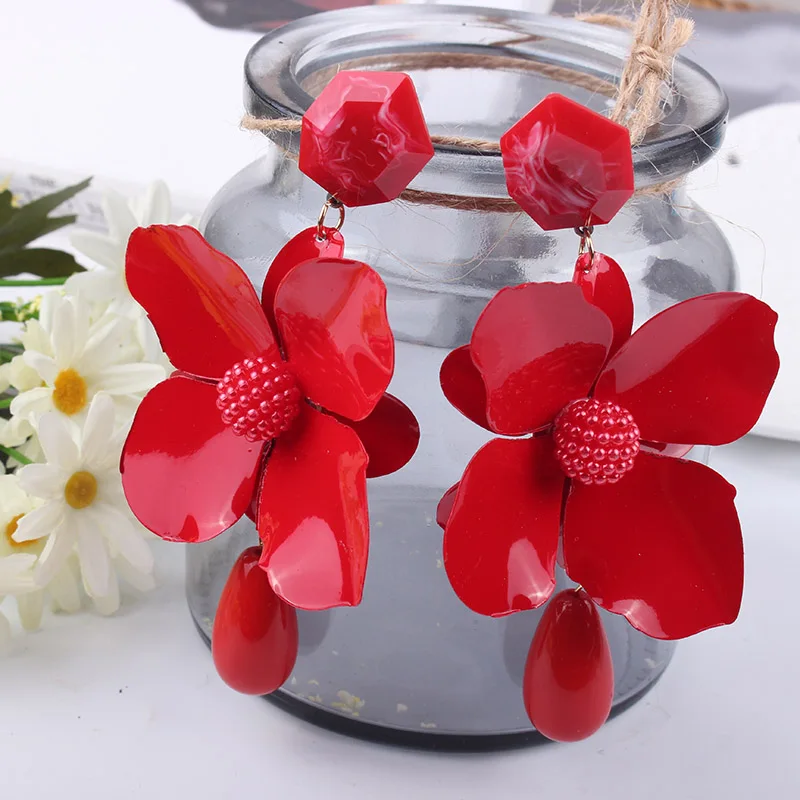 Женские винтажные серьги LUBOV большие с натуральным камнем в богемном стиле