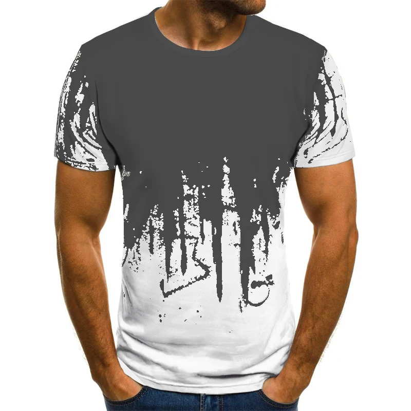 Футболка с 3D принтом рисунком чернил коротким рукавом Летние повседневные топы