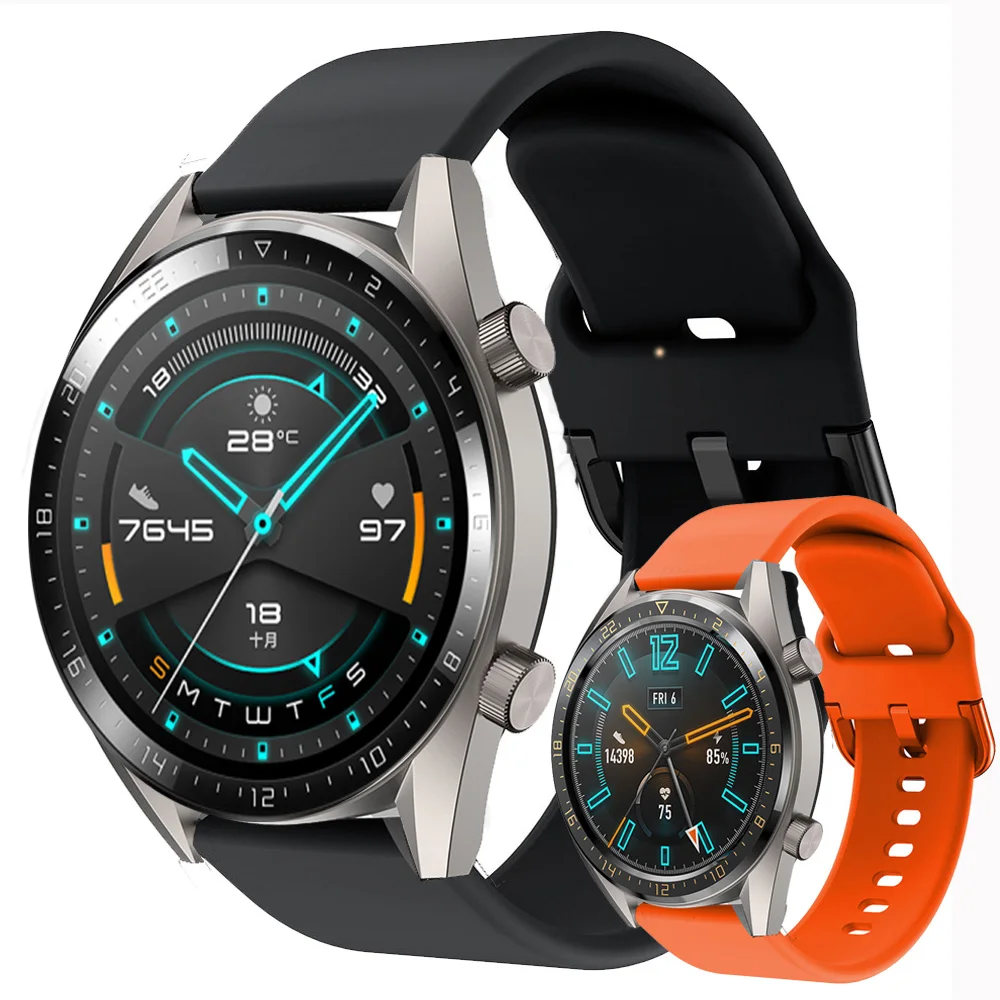 Силиконовый ремешок для часов Huawei GT GT2 спортивный браслет 22 мм Honor Watch Magic 2 Pro
