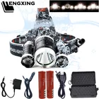 Светодиодный налобный фонарь 3 * T6, Прямая поставка, фонарик 8000k R5 с аккумулятором 18650, водонепроницаемый 4-режимный налобный фонарь для кемпинга